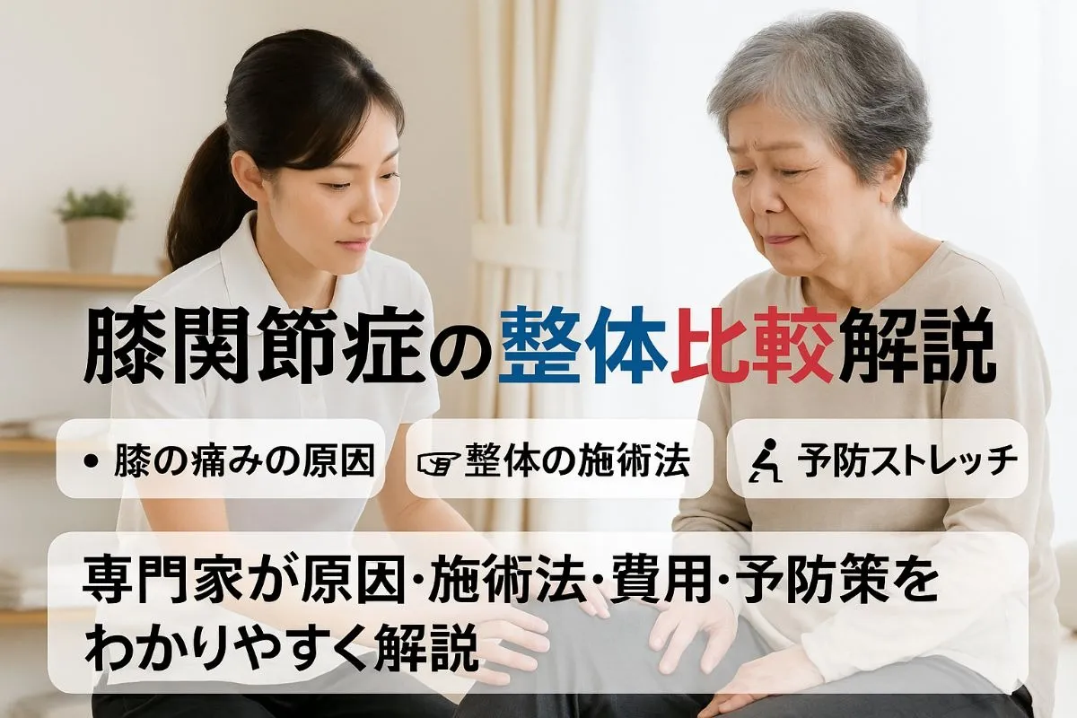 整体で変形性膝関節症の痛み原因と改善策を専門が解説！施術法・費用・予防まで徹底比較
